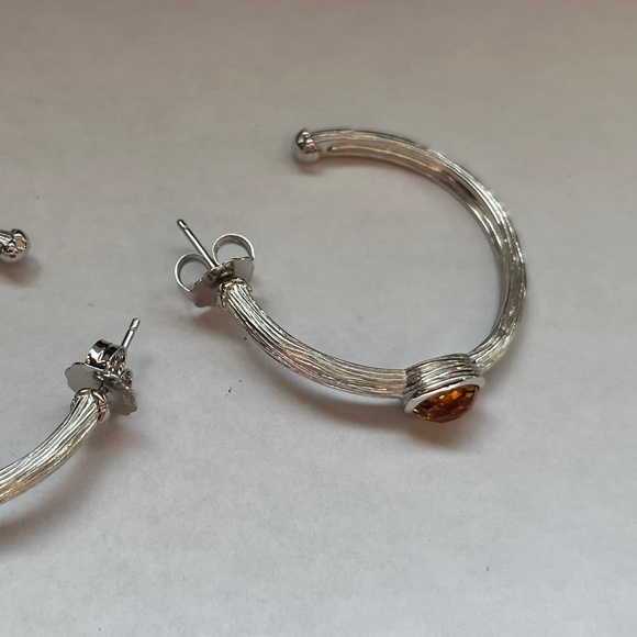 Sterling Silver Citrine Hoops - Picture 5 of 5